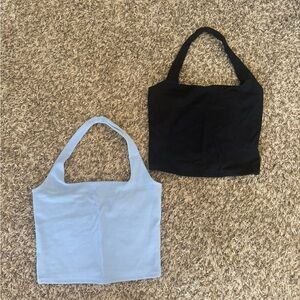 Stylish Black and Light Blue Women's Halter Tops